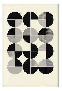 Quadro contemporaneo Ispirato Bauhaus - semicirchi e quadrati in bianco e nero in composizione ritmica