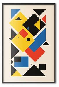 Poster: Ispirato Bauhaus - figure geometriche multicolori in caos ordinato