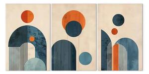 Quadro moderno Ispirato Bauhaus - forme geometriche e linee in sfumature di arancione e blu