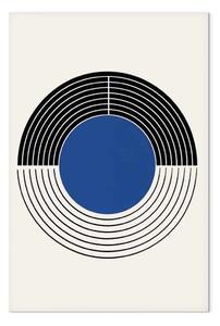 Quadro contemporaneo Ispirato Bauhaus - cerchio blu con linee contrastanti in semicirchio