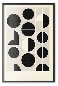 Poster: Ispirato Bauhaus - disposizione geometrica di semicirchi in bianco e nero