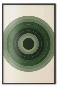 Poster: Ispirato Bauhaus - cerchi stratificati in verde monocromatico