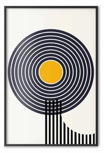 Poster: Ispirato Bauhaus - composizione moderna con centro giallo e linee