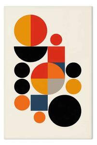 Quadro contemporaneo Ispirato Bauhaus - forme arancioni, rosse e nere in composizione moderna
