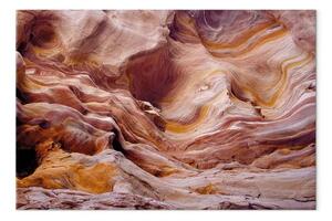 Quadro contemporaneo Rocce increspate - strati di sedimenti colorati che formano un canyon