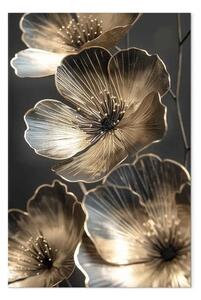 Quadro su tela Fiori spettacolari con petali metallici - eleganza e splendore della natura