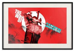Poster: La via del Samurai - guerriero giapponese con arma su sfondo orientale