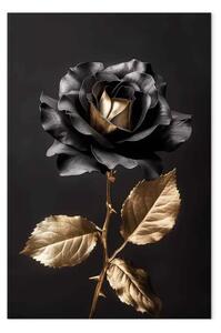 Quadro moderno Eleganza e oscurità - rosa nera con sottili accenti chiari d'oro