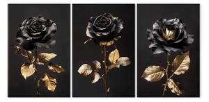 Quadro su tela Stile raffinato - tre rose nere decorate con accenti brillanti