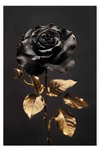 Quadro moderno Bellezza dei contrasti - rosa nera di lusso con accenti scintillanti d'oro