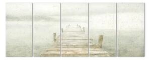 Quadro su tela Pontile che conduce nel silenzio - lieve nebbia sopra un lago tranquillo