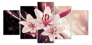 Quadro Mistero della bellezza - fiori rosa di giglio