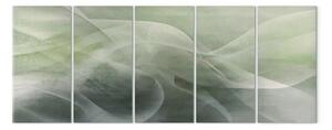 Quadro su tela Armonia delle sfumature - onde verdi e linee in paesaggio astratto