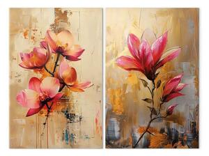 Quadro su tela Fiori rosa - piante delicate e colorate in atmosfera Zen