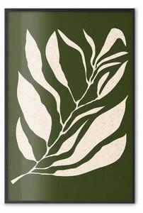 Poster: Forme organiche - motivo di foglie nello stile di Matisse su verde scuro
