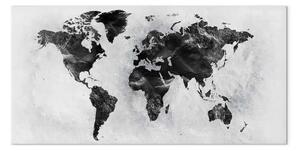 Quadro moderno Mondo di cemento largo - mappa del mondo in tonalità di grigio