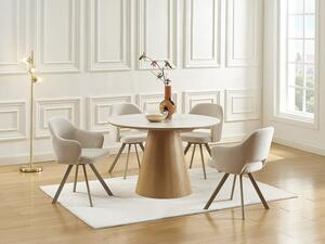 Sedia girevole in tessuto tweed e metallo beige - Crema - Lotto di 2 - RASEMA