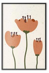 Poster: Tulipani arancioni - fiori illustrati su carta testurizzata