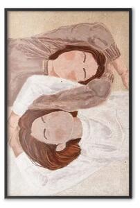 Poster: Riflesso specchiato - illustrazione di due donne sdraiate una accanto all'altra