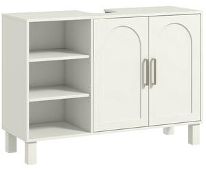 HOMCOM Mobile Sottolavabo per Bagno a 2 Ante, Ripiani Aperti, Ripiani Regolabili, Adatto a Lavabi senza Colonna, 90x30x63 cm, Crema | Aosom Italy