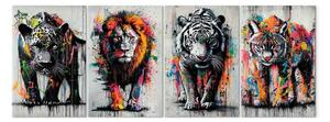 Quadro contemporaneo Forza selvaggia - immagini colorate di predatori in stile street art