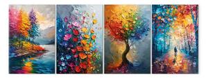 Quadro su tela Colori arcobaleno della natura - paesaggi, fiori e alberi in interpretazioni multicolori