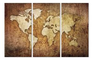 Quadro su tela Mappa del mondo - texture marrone