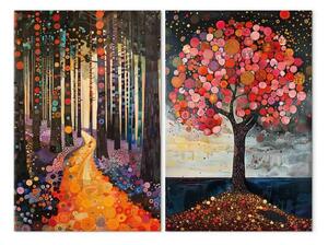 Quadro contemporaneo Parco in stile art déco - alberi in tonalità calde autunnali