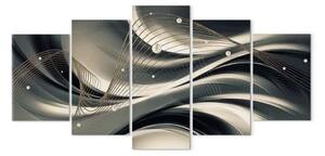 Quadro Filo dorato - astrazione in sfumature di argento e grigio