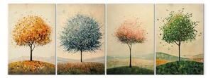 Quadro Stagioni - alberi minimalisti in tonalità delicate