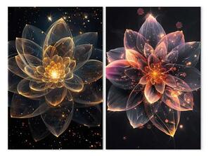 Quadro contemporaneo Mandala magica - composizione di buona energia con tema Zen su sfondo scuro