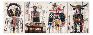 Quadro contemporaneo Scheletri e simboli - figure espressive con motivi di musica e giochi