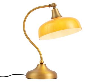 Lampada da tavolo classica bronzo con vetro opale arancione - Clerk