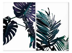 Quadro moderno Eleganza floreale (2 pezzi) - natura nei toni del verde
