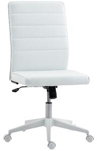 HOMCOM Sedia da Ufficio Ergonomica e Regolabile con Schienale Ricurvo, in Pelle PU e Acciaio, 58x53x97-107 cm, Bianco | Aosom Italy