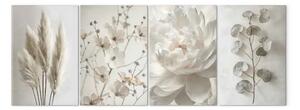 Quadro Eleganza eterea della natura - fiori e foglie in forma sottile