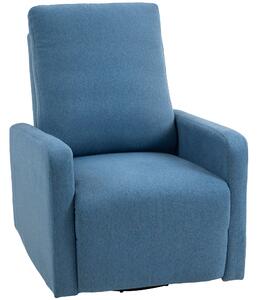 HOMCOM Poltrona Relax Reclinabile Manualmente a 135°, Girevole a 360° con Funzione Dondolo, Blu | Aosom Italy