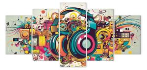 Quadro Attributo del melomane - composizione astratta con cuffie colorate in stile graffiti