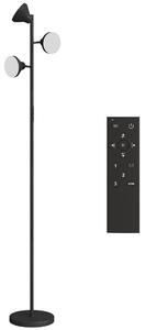HOMCOM Lampada da Terra con 3 Teste Regolabili Indipendenti, Telecomando e Timer, in Acciaio e Plastica, Ø25x170 cm, Nero | Aosom Italy