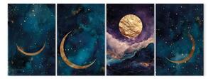 Quadro su tela Cielo notturno - fasi della luna su un cielo notturno blu navy pieno di stelle brillanti