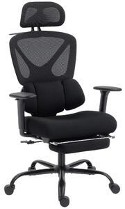 HOMCOM Sedia da Ufficio Ergonomica e Traspirante con Supporto Lombare Dinamico e Poggiapiedi, 73x75x120-128 cm, Nero | Aosom Italy