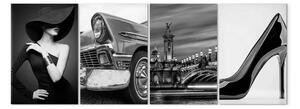 Quadro su tela Eleganza parigina - architettura, moda e auto in una fotografia elegante