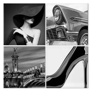 Quadro Classico nero - moda, architettura e automobilismo in bianco e nero