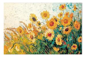 Quadro su tela Prato assolato - girasoli in fioritura ispirati a Van Gogh