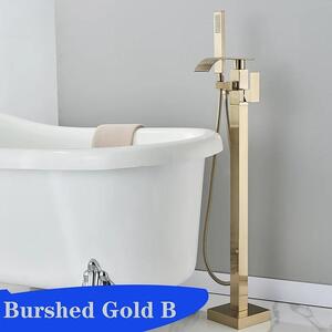Miscelatore per vasca, doppia maniglia, design a cascata, oro B