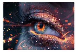 Quadro Sguardo intenso - occhio umano in stile glamour con macchie di glitter