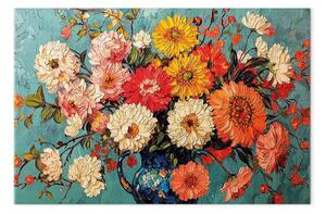 Quadro su tela Fioritura estiva - bouquet di fiori ispirato alla pittura di Van Gogh