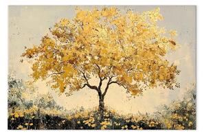 Quadro su tela Foglie dorate - albero autunnale in stile ricco