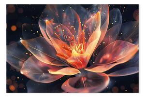 Quadro su tela Bocciolo magico - fiore in stile glamour su sfondo scuro