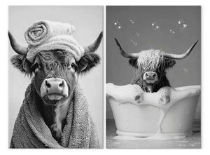 Quadro SPA folle - divertente immagine di una mucca scozzese in una vasca da bagno piena di schiuma